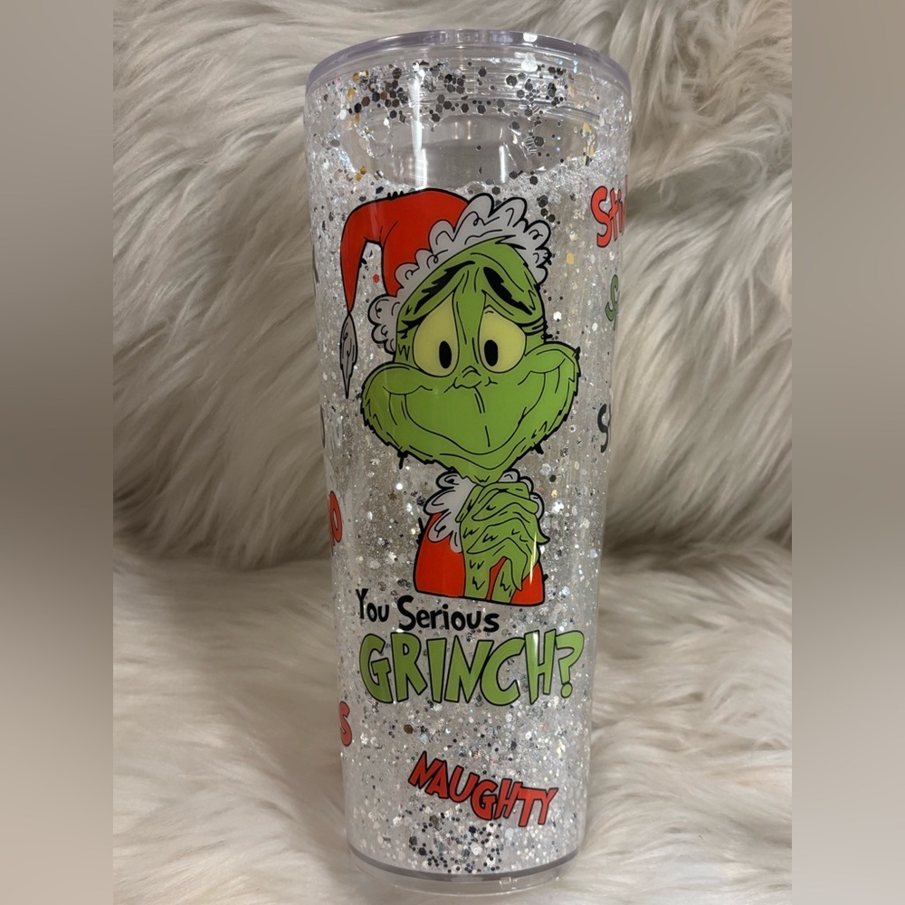 Snowglobe Christmas Grinch Glitter Tumbler 24 oz